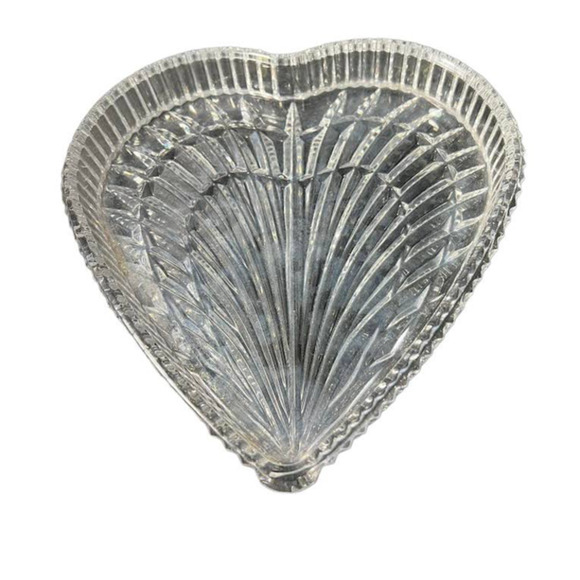 Signed Waterford Cut Crystal Heart Shaped Tray - Picture 1 of 6
